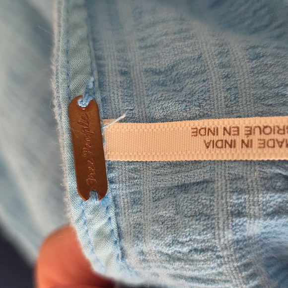 Free People Light Blue Sleevless Textured Light Blue Dress XS (Katie #14) - Picture 8 of 11